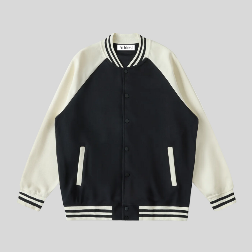 TrackLine Heritage Jacket in Black with Apricot front view