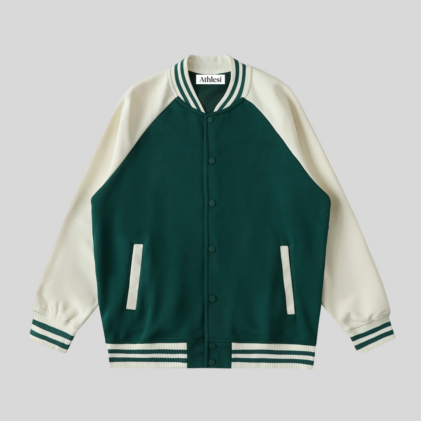 TrackLine Heritage Jacket in Green with Apricot front view