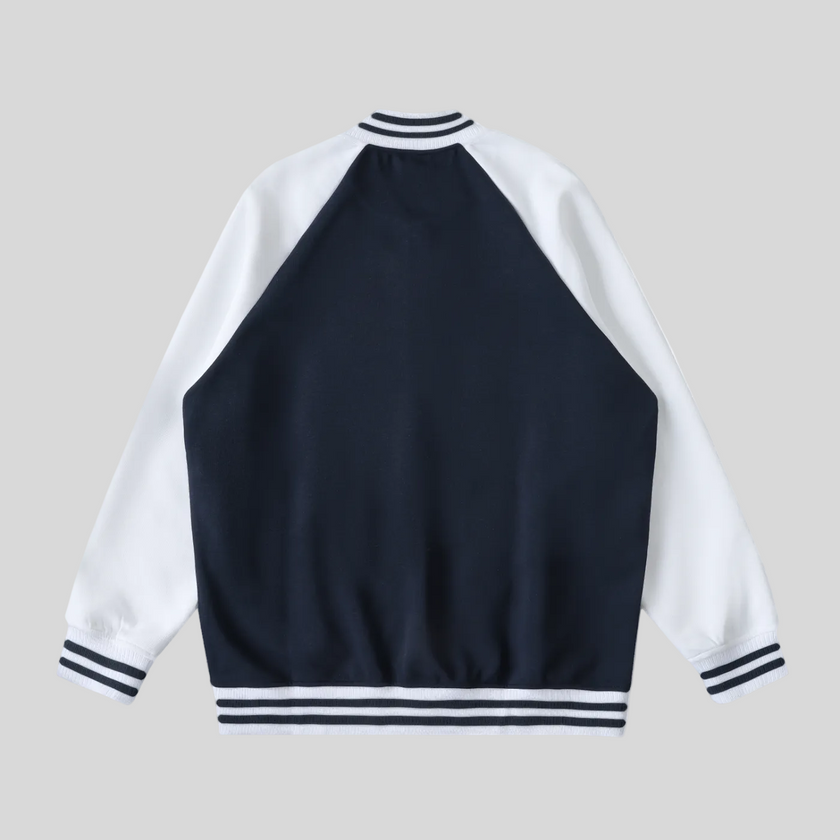 TrackLine Heritage Jacket in Navy Blue with White back view