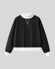Athlesi TrackLine Heritage Sweatshirt in black with white contrast trim, front view