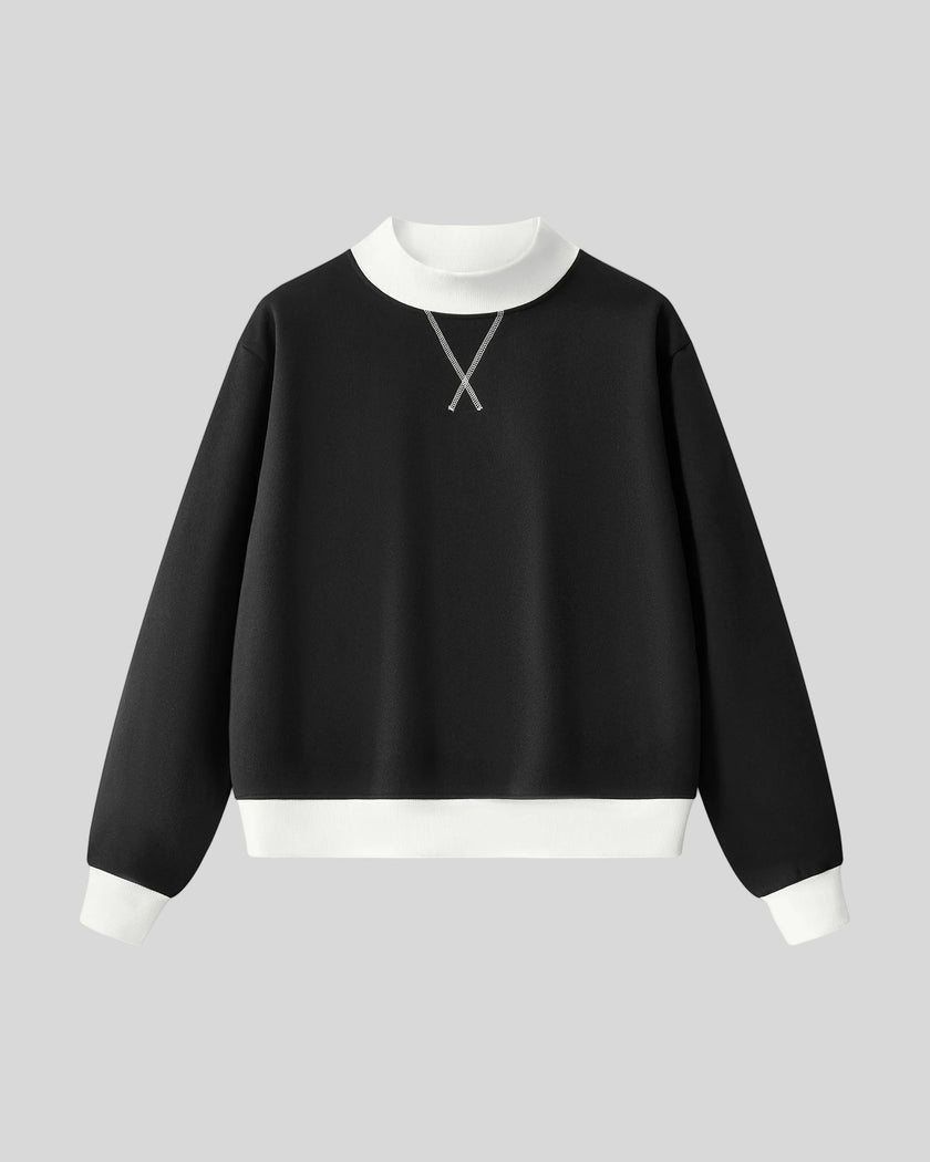 Athlesi TrackLine Heritage Sweatshirt in black with white contrast trim, front view
