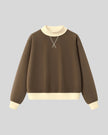 Athlesi TrackLine Heritage Sweatshirt in brown with apricot contrast trim, front view