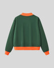 Athlesi TrackLine Heritage Sweatshirt in dark green with orange contrast trim, back view