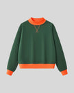 Athlesi TrackLine Heritage Sweatshirt in dark green with orange contrast trim, front view