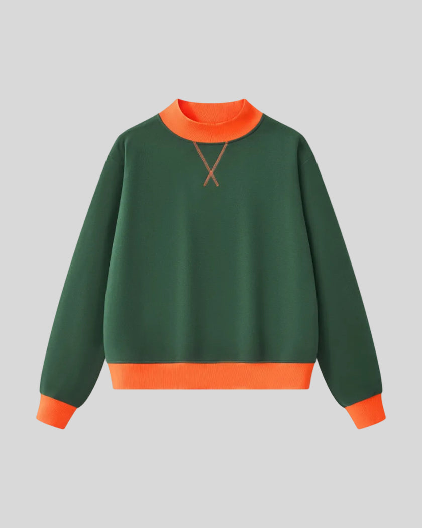 Athlesi TrackLine Heritage Sweatshirt in dark green with orange contrast trim, front view