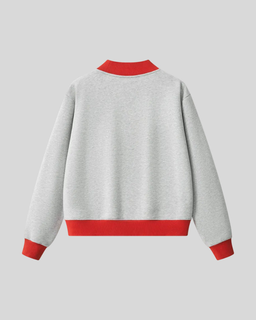 Athlesi TrackLine Heritage Sweatshirt in flower gray with red contrast trim, back view
