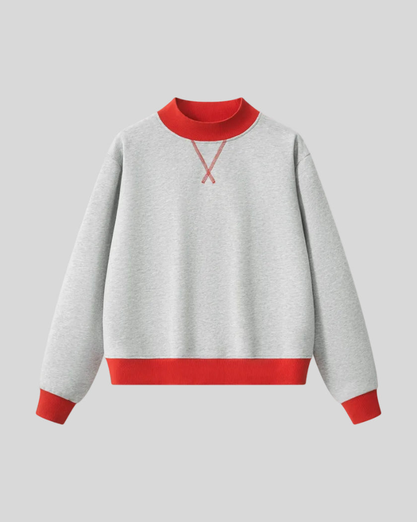 Athlesi TrackLine Heritage Sweatshirt in flower gray with red contrast trim, front view
