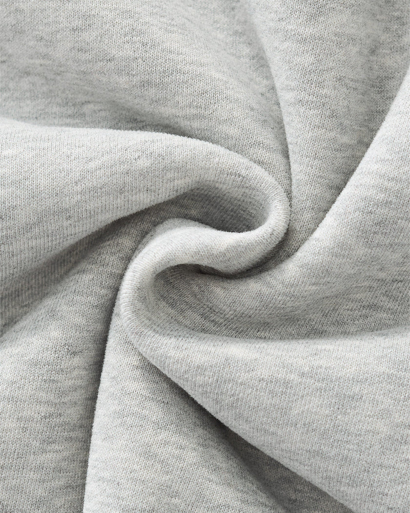 Detailed view of the fabric and contrast ribbed trim on the flower gray with red Athlesi TrackLine Heritage Sweatshirt