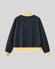 Athlesi TrackLine Heritage Sweatshirt in navy blue with yellow contrast trim, back view