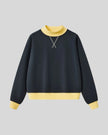 Athlesi TrackLine Heritage Sweatshirt in navy blue with yellow contrast trim, front view