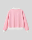 Athlesi TrackLine Heritage Sweatshirt in pink with white contrast trim, back view