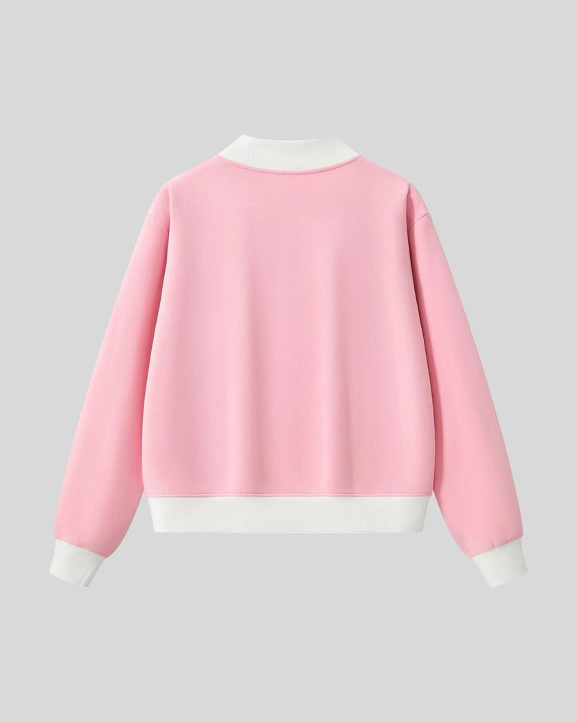 Athlesi TrackLine Heritage Sweatshirt in pink with white contrast trim, back view