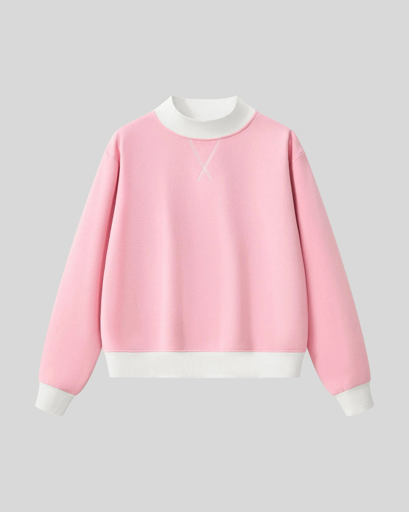 Athlesi TrackLine Heritage Sweatshirt in pink with white contrast trim, front view