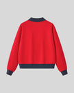 Athlesi TrackLine Heritage Sweatshirt in red with navy blue contrast trim, back view