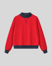 Athlesi TrackLine Heritage Sweatshirt in red with navy blue contrast trim, front view
