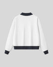 Athlesi TrackLine Heritage Sweatshirt in white with black contrast trim, back view