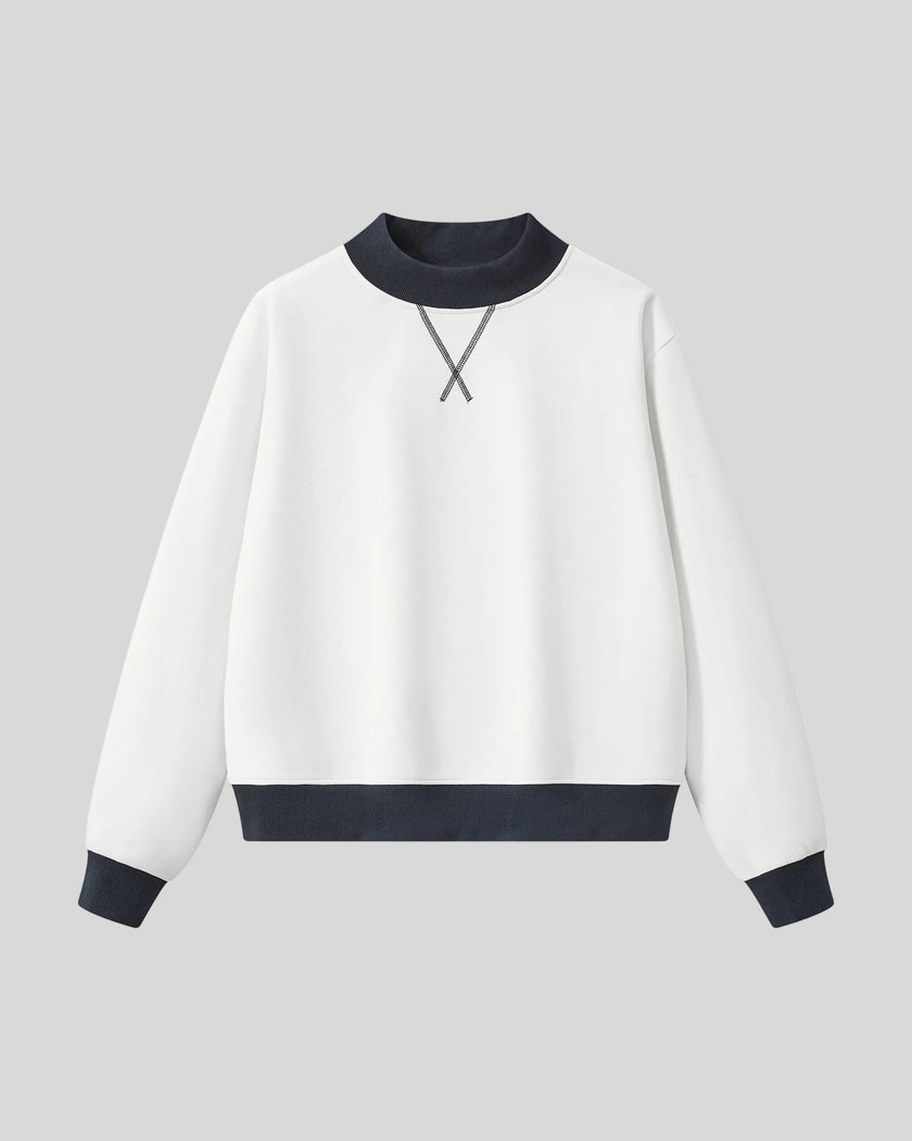 Athlesi TrackLine Heritage Sweatshirt in white with black contrast trim, front view
