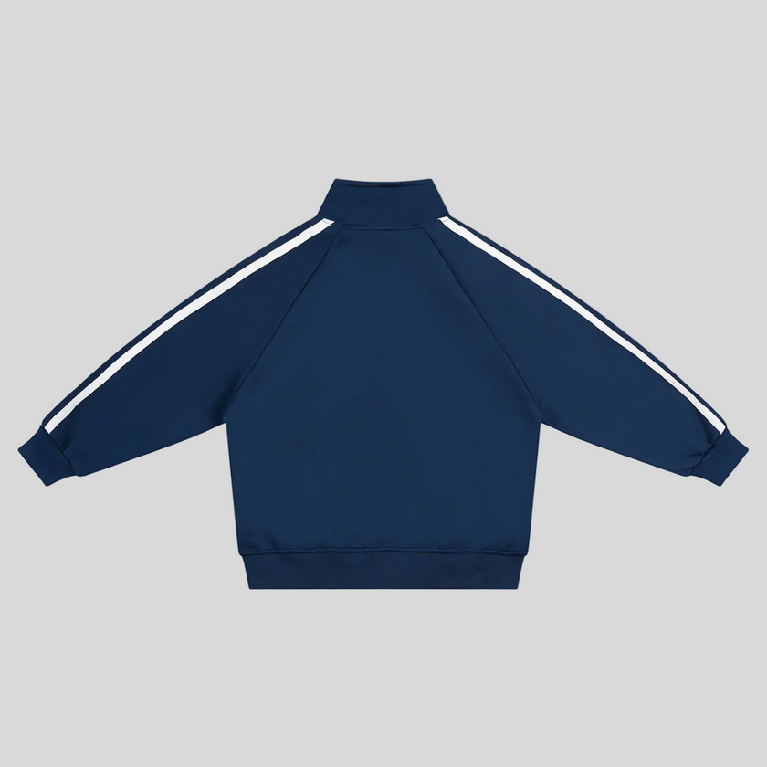 TrackLine Junior Club Jacket in Royal Blue with contrast side stripes back view