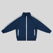 TrackLine Junior Club Jacket in Royal Blue with contrast side stripes and stand collar front view