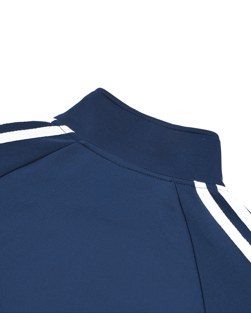 Back collar detail of the TrackLine Junior Club Jacket in Royal Blue