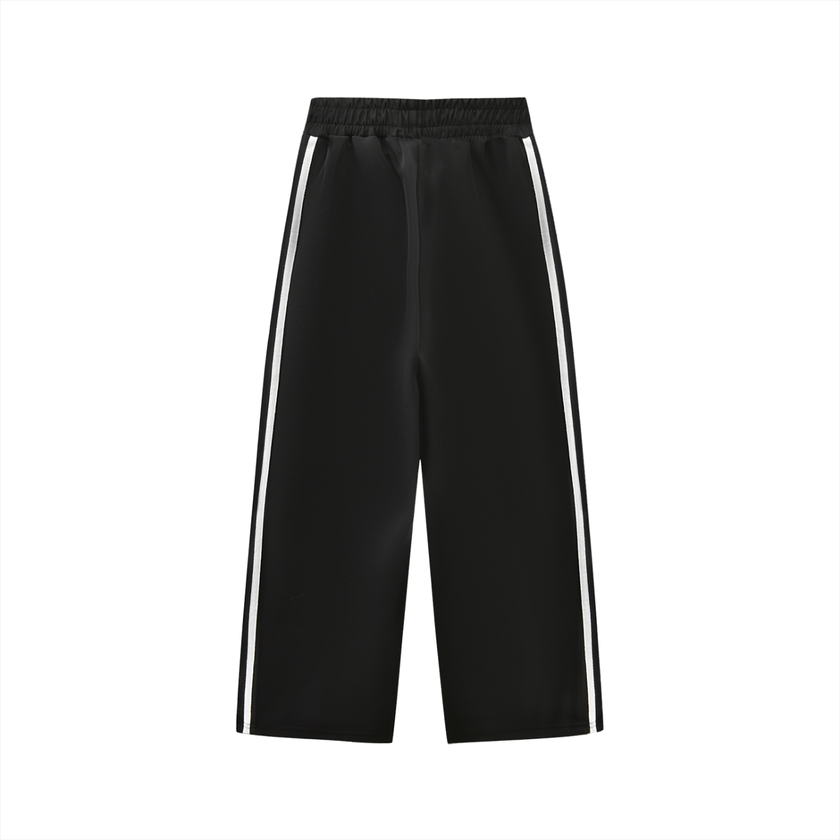 TrackLine Junior Club Pants in Black with contrast side stripes back view