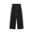 TrackLine Junior Club Pants in Black with contrast side stripes front view