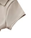 Sleeve hem detail closeup of the Athlesi TrackLine Lapel Crop Top in light coffee