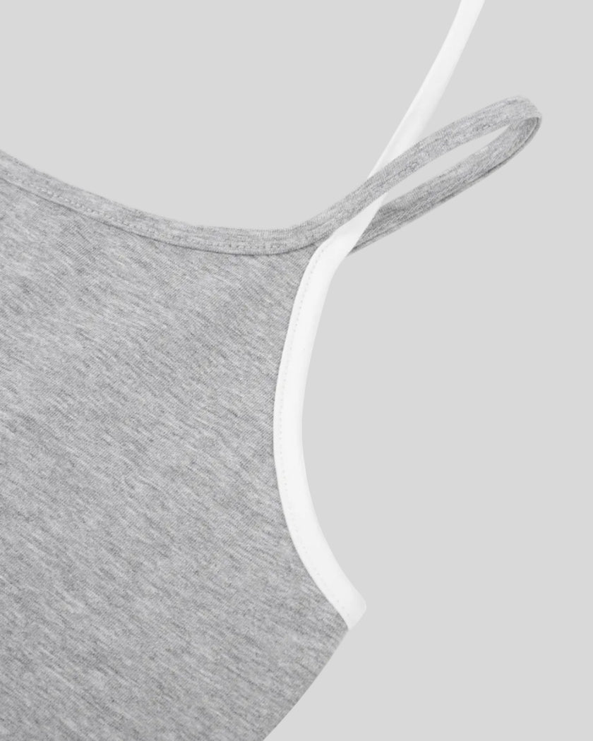 Side arm opening detail of TrackLine Lounge Halter Tank with contrast trim