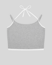 TrackLine Lounge Halter Tank in flower gray and white front view with dual-strap halter design