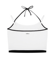 Back view of TrackLine Lounge Halter Tank in white with contrast black trim