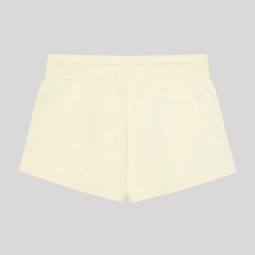 Back flatlay view of TrackLine Lounge Shorts in apricot