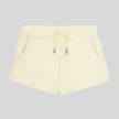 Front flatlay view of TrackLine Lounge Shorts in apricot with drawstring waistband