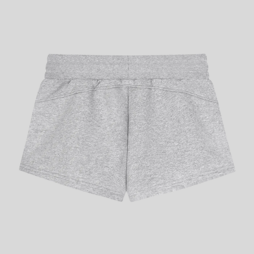 Back flatlay view of TrackLine Lounge Shorts in flower gray