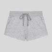 Front flatlay view of TrackLine Lounge Shorts in flower gray with drawstring waistband