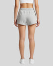 Back view of model wearing TrackLine Lounge Shorts in flower gray