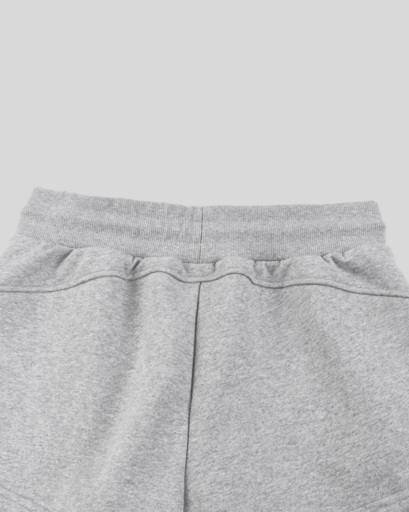 Back waistband detail of TrackLine Lounge Shorts in flower gray