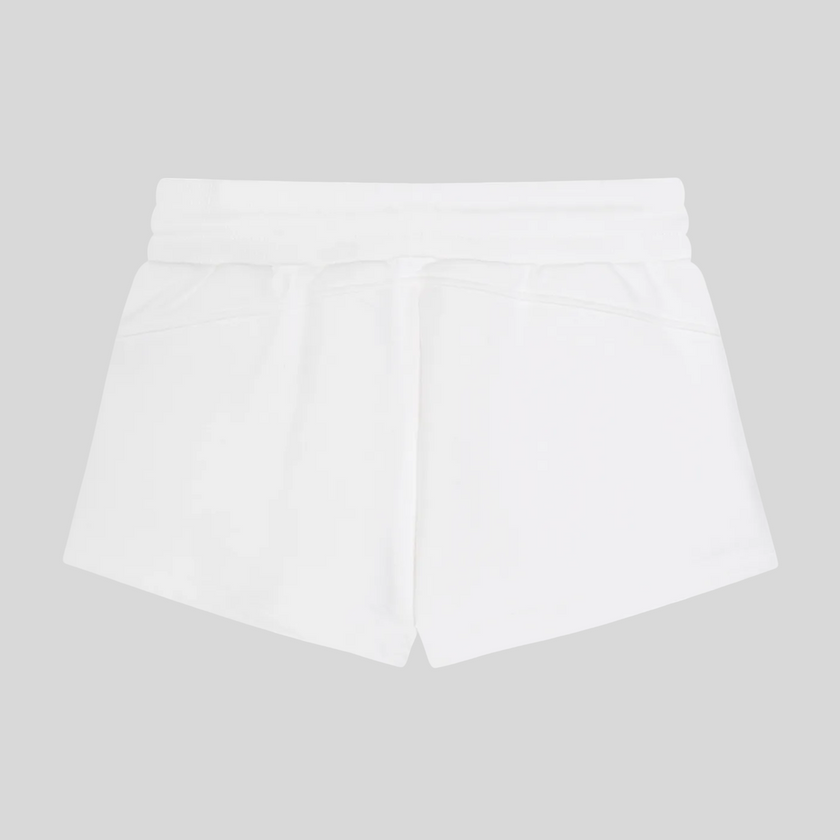 Back flatlay view of TrackLine Lounge Shorts in white