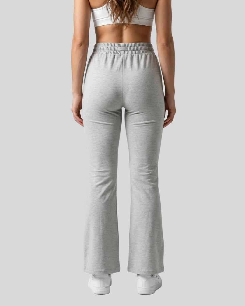 Back view of TrackLine Lounge Sweatpants in flower gray with relaxed lounge silhouette