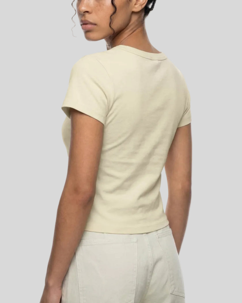 Back angle view of TrackLine Lounge Tee showing fitted silhouette
