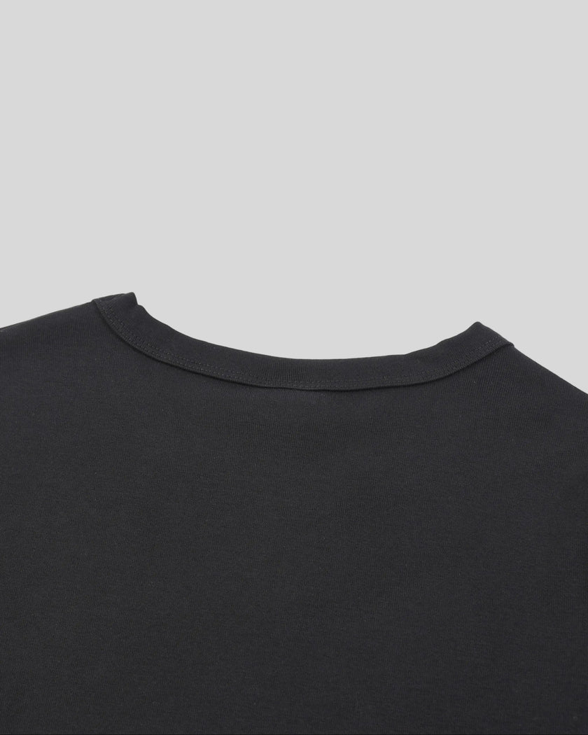 Back neckline detail of TrackLine Lounge Tee in black