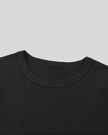 Front collar detail of TrackLine Lounge Tee with ribbed crew neckline
