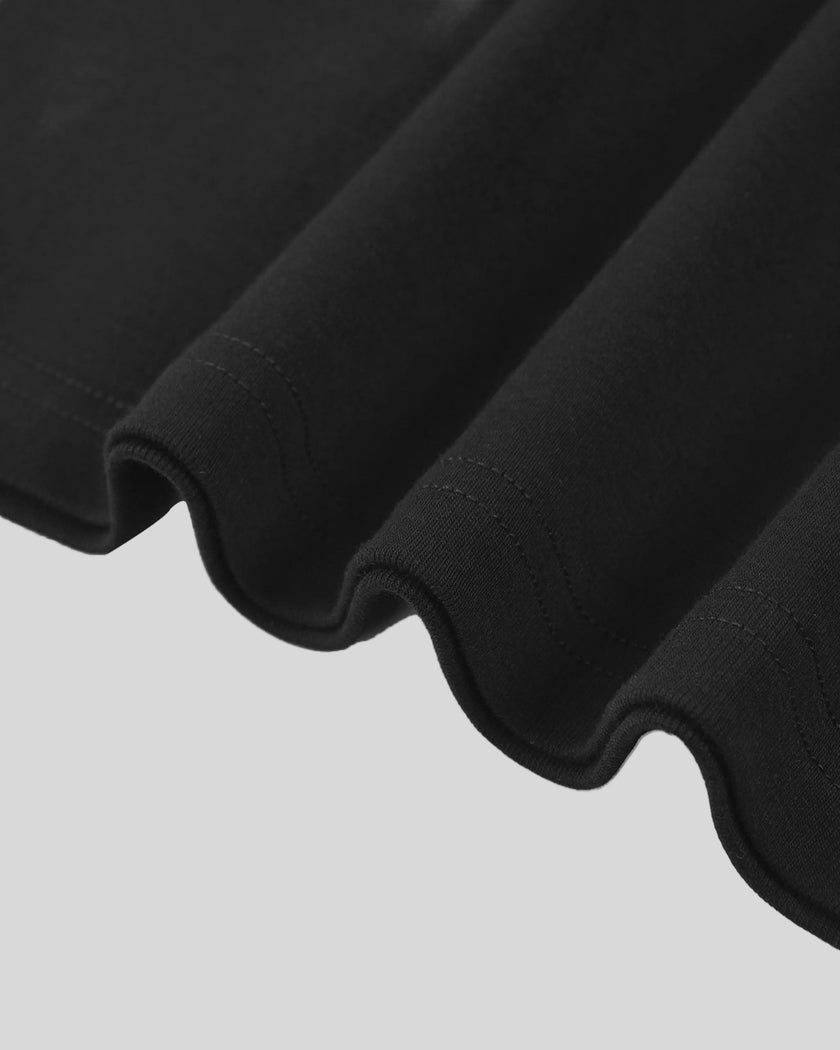 Hem detail of TrackLine Lounge Tee showing clean slim fit finish
