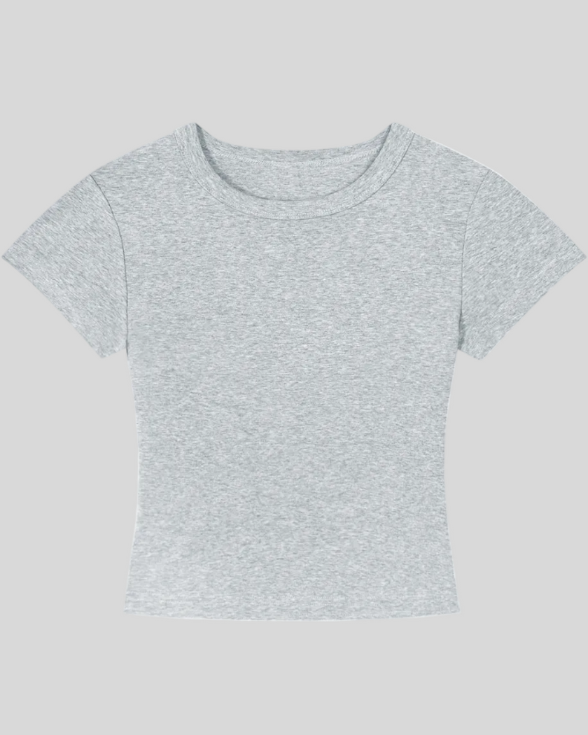 Front view of TrackLine Lounge Tee in flower gray with slim fit silhouette