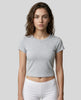 Model wearing TrackLine Lounge Tee in flower gray front view