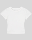 Front view of TrackLine Lounge Tee in white with slim fit silhouette