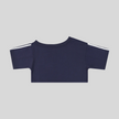 Back view flatlay of the Athlesi TrackLine Off-Shoulder Tee in blue