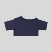 Athlesi TrackLine Off-Shoulder Tee in blue with sporty stripe sleeve detailing shown in flatlay front view