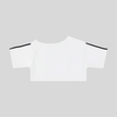 Back view flatlay of the Athlesi TrackLine Off-Shoulder Tee in white