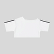 Athlesi TrackLine Off-Shoulder Tee in white with sporty stripe sleeve detailing shown in flatlay front view