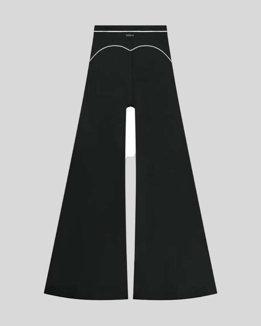 TrackLine Outline Flared Pants in Black back view showcasing the sculpting back seam and flared silhouette